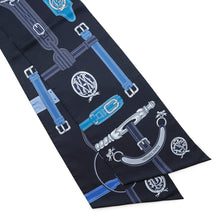 Load image into Gallery viewer, HERMES Maxi Twilly Belt Black/Blue Silk100%
