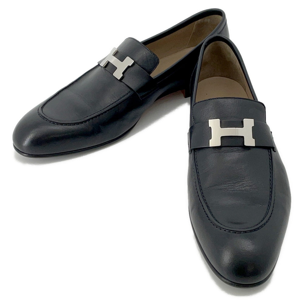 HERMES Paris Mocassins Black Leather Size Chronomat 44