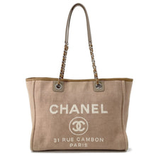 Load image into Gallery viewer, CHANEL Deauville ChainTote Bag BeigeA67001 Canvas Leather Size MM
