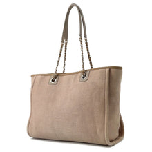 Load image into Gallery viewer, CHANEL Deauville ChainTote Bag BeigeA67001 Canvas Leather Size MM
