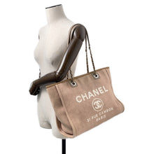 Load image into Gallery viewer, CHANEL Deauville ChainTote Bag BeigeA67001 Canvas Leather Size MM
