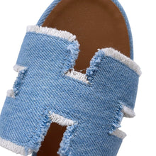 Load image into Gallery viewer, HERMES Oazis Sandals Light Blue Denim Leather Size 37H
