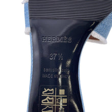 Load image into Gallery viewer, HERMES Oazis Sandals Light Blue Denim Leather Size 37H
