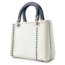 Load image into Gallery viewer, Dior Lady Dior White/BlackM0550PVBC Leather Rhinestone Size Medium
