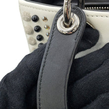 Load image into Gallery viewer, Dior Lady Dior White/BlackM0550PVBC Leather Rhinestone Size Medium
