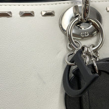 Load image into Gallery viewer, Dior Lady Dior White/BlackM0550PVBC Leather Rhinestone Size Medium
