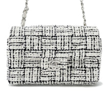 Load image into Gallery viewer, CHANEL Mini Matelasse ChainShoulder Bag White/BlackA69900 Tweed Sequins Leather
