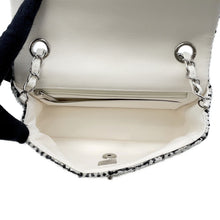 Load image into Gallery viewer, CHANEL Mini Matelasse ChainShoulder Bag White/BlackA69900 Tweed Sequins Leather
