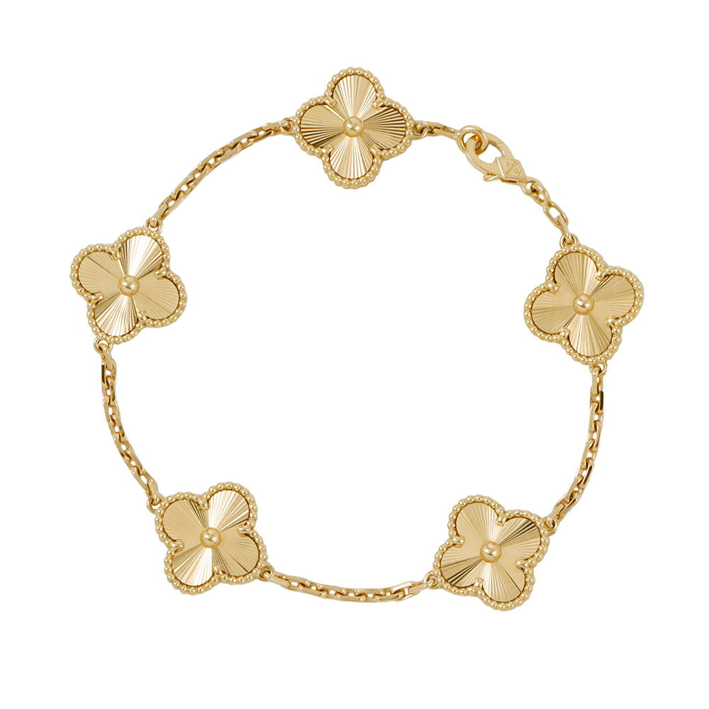Van Cleef & Arpels Vintage Alhambra Bracelet 5 motifs guillocheVCARP3JK00 18K Yellow Gold