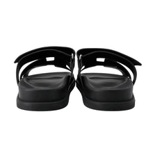 将图像加载到图库查看器中，HERMES Shipley Sandals Black Leather Rubber Size 36.5
