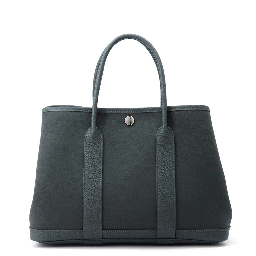 HERMES Garden Party Vert Mangrove Toile Officier Negonda Leather Size TPM