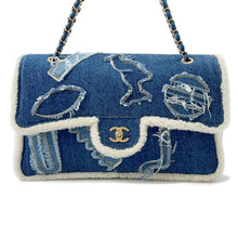 Load image into Gallery viewer, CHANEL Egyptian Line Chain Shoulder Bag Blue Denim Mouton
