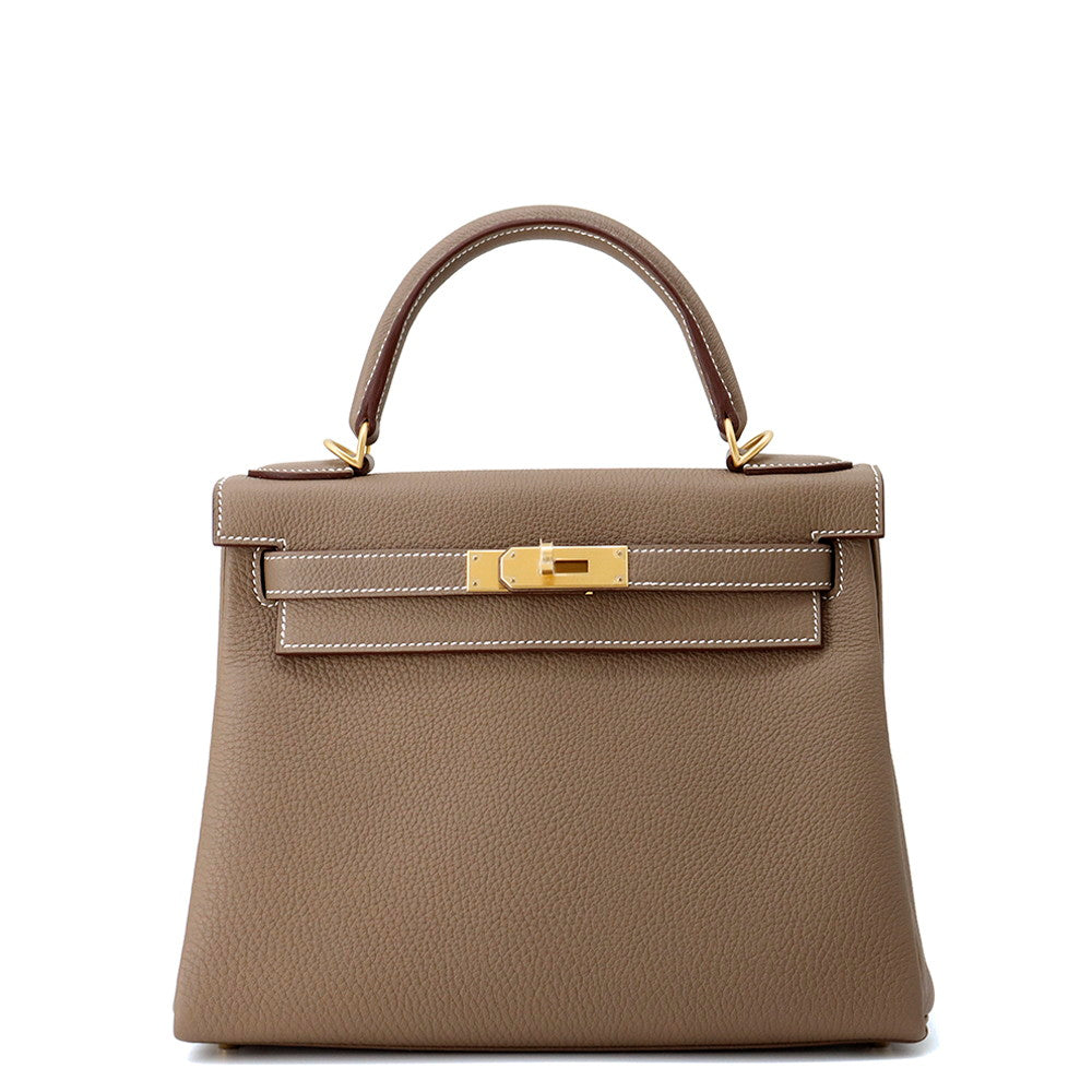 HERMES Kelly Retourne Etoupe Togo Leather Size 28