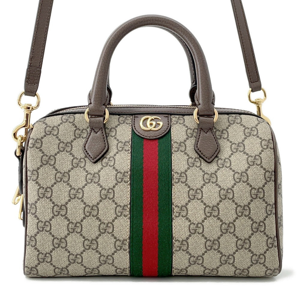GUCCI Ophidia Travel Bag Beige/Brown772061 PVC Leather Size Medium