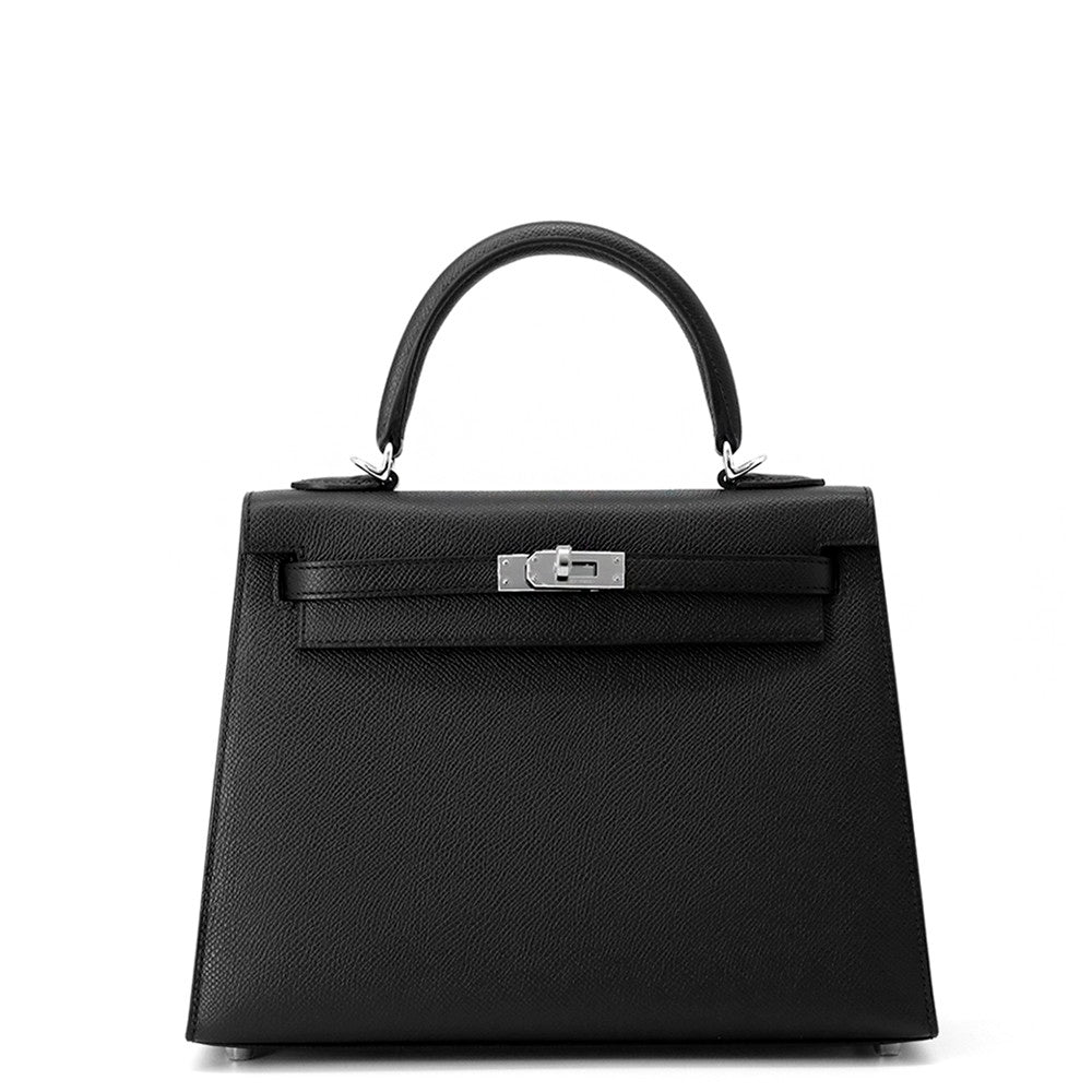 HERMES Kelly Sellier Black Epsom Size 25