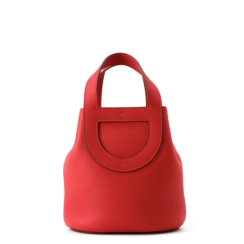 HERMES in-the-loop Tote Bag Rouge Ladue Taurillon Clemence Swift Leather Size 18