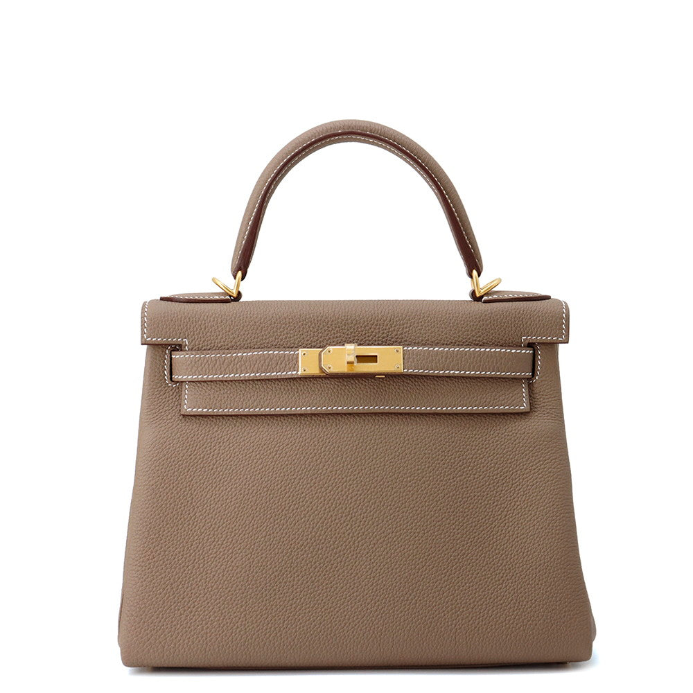 HERMES Kelly Retourne Etoupe Togo Leather Size 28