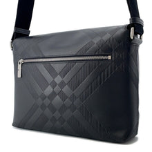 Load image into Gallery viewer, BURBERRY Embossed Check Messenger Bag Black81019221 Calf Leather
