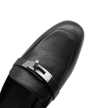 将图像加载到图库查看器中，HERMES Oz Kelly Buckle Mule Loafers Black Leather Size 34
