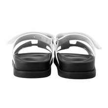 Load image into Gallery viewer, HERMES Sandals Chypre White/BlackH222100Z Calf Leather Chevre Leather Size 34
