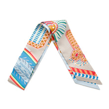 Load image into Gallery viewer, HERMES Twilly Scarf Epaulettes de Gala Blue Ciel/Rouge/JauneH063983S Silk 100%
