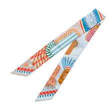 Load image into Gallery viewer, HERMES Twilly Scarf Epaulettes de Gala Blue Ciel/Rouge/JauneH063983S Silk 100%
