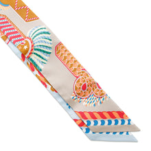 Load image into Gallery viewer, HERMES Twilly Scarf Epaulettes de Gala Blue Ciel/Rouge/JauneH063983S Silk 100%
