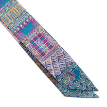 Load image into Gallery viewer, HERMES Scarf Twilly SUPER SILK QUEST Blue Cobalt/Rose/YellowH064011S Silk 100%
