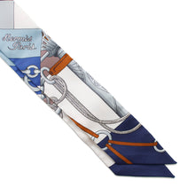 Load image into Gallery viewer, HERMES Scarf Twilly CLIQUETIS Cliquetis Marine/White/Marron glacé Silk 100%
