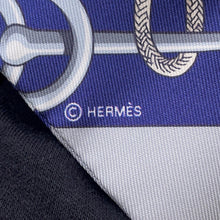 Load image into Gallery viewer, HERMES Scarf Twilly CLIQUETIS Cliquetis Marine/White/Marron glacé Silk 100%
