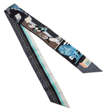 Load image into Gallery viewer, HERMES Scarf Twilly GRAND THEATRE NOUVEAU Grand Theatre Nouveau Black/Blue/Vert Silk 100%
