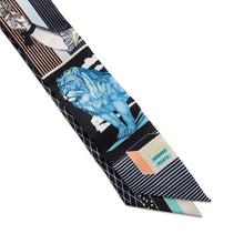 Load image into Gallery viewer, HERMES Scarf Twilly GRAND THEATRE NOUVEAU Grand Theatre Nouveau Black/Blue/Vert Silk 100%
