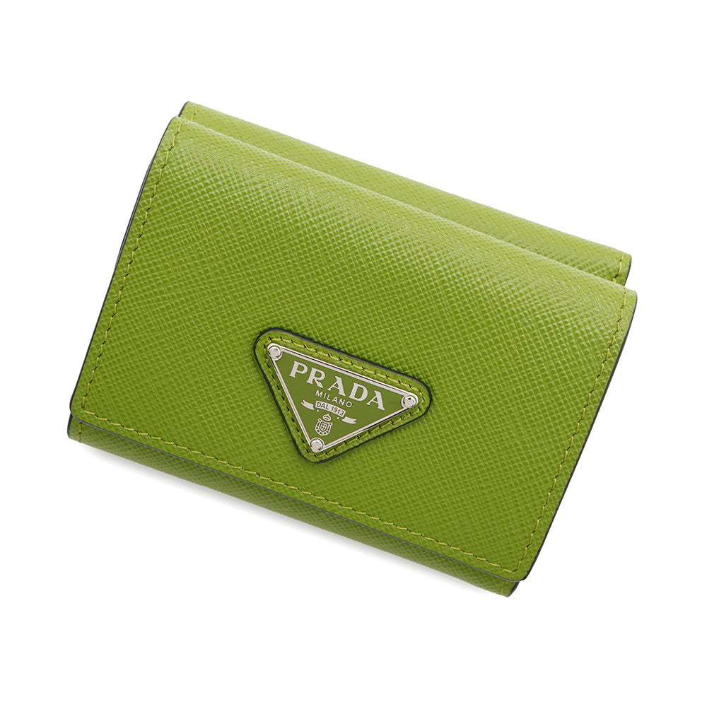 PRADA Saffiano Leather Triangle Wallet Green2MH042 Leather