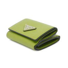 将图像加载到图库查看器中，PRADA Saffiano Leather Triangle Wallet Green2MH042 Leather
