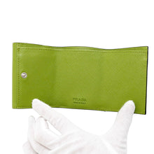 将图像加载到图库查看器中，PRADA Saffiano Leather Triangle Wallet Green2MH042 Leather
