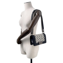 Load image into Gallery viewer, CHANEL Boy Chanel Woven Chainshoulder Bag White/BlackA67085 Leather Size Small
