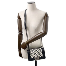 Load image into Gallery viewer, CHANEL Boy Chanel Woven Chainshoulder Bag White/BlackA67085 Leather Size Small
