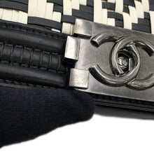 Load image into Gallery viewer, CHANEL Boy Chanel Woven Chainshoulder Bag White/BlackA67085 Leather Size Small
