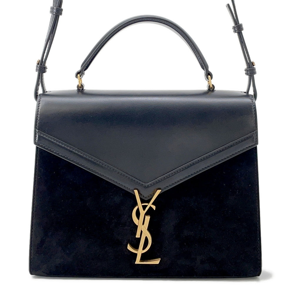 SAINT LAURENT PARIS Cassandra Top Handle 2-Way Handbag Black578000 Leather suede