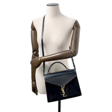 Load image into Gallery viewer, SAINT LAURENT PARIS Cassandra Top Handle 2-Way Handbag Black578000 Leather suede

