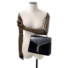 Load image into Gallery viewer, SAINT LAURENT PARIS Cassandra Top Handle 2-Way Handbag Black578000 Leather suede
