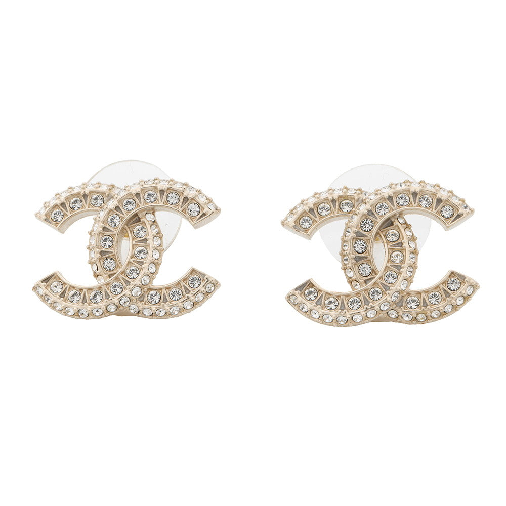 CHANEL CC Logo EarringsA86504 Gold Plated Rhinestone