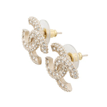 Load image into Gallery viewer, CHANEL CC Logo EarringsA86504 Gold Plated Rhinestone
