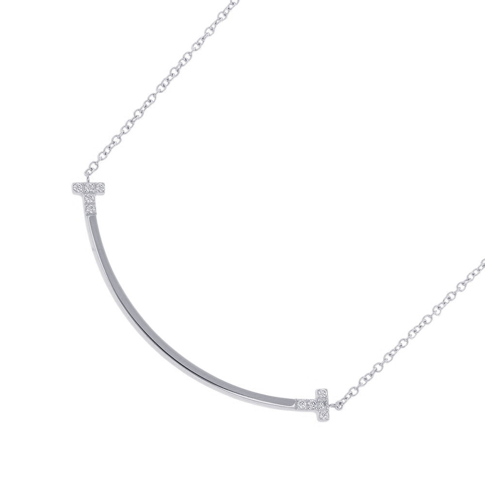 TIFFANY&Co. T Smile Necklace Size Small74957064 18K White Gold