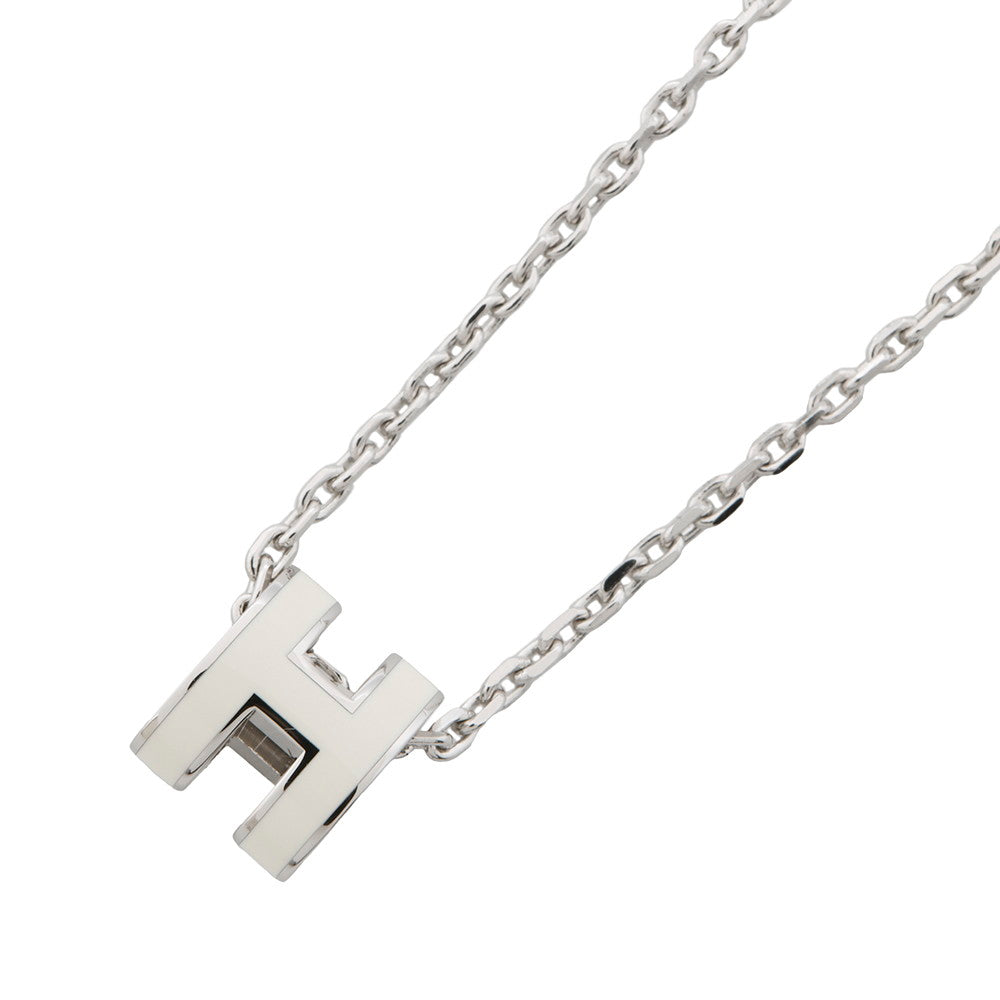 HERMES Pop H Necklace Size Mini White Metal