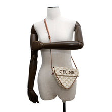 Load image into Gallery viewer, CELINE Triomphe Triangle Shoulder White/Brown195902 PVC Leather Size Mini
