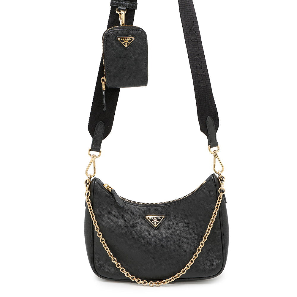 PRADA Re-Edition 2005 Shoulder Black1BH204 Leather Canvas