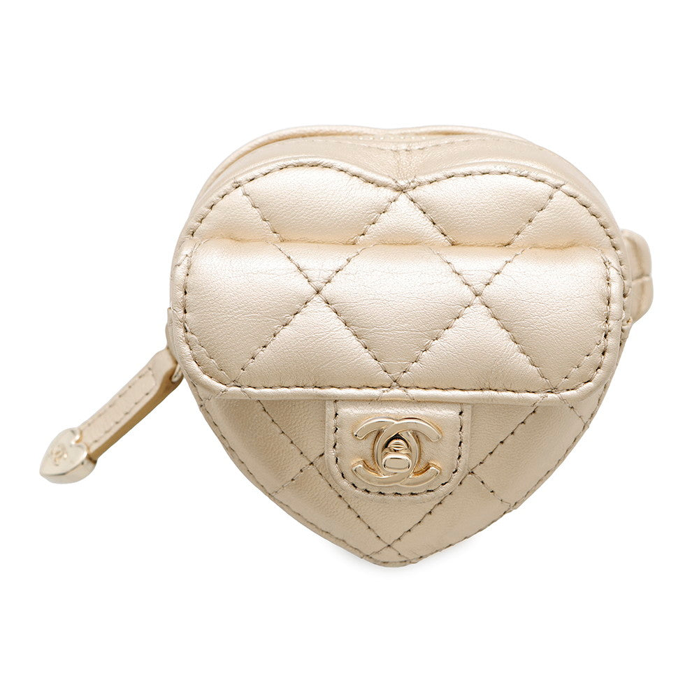 CHANEL Heart-shaped arm coin purse GoldAP2786 Lambskin