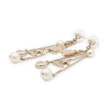 Load image into Gallery viewer, CHANEL CC Logo Perfume Bottle Heart Pearl Earrings Gold Metal Faux Pearl
