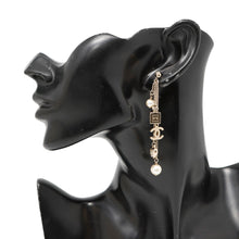Load image into Gallery viewer, CHANEL CC Logo Perfume Bottle Heart Pearl Earrings Gold Metal Faux Pearl
